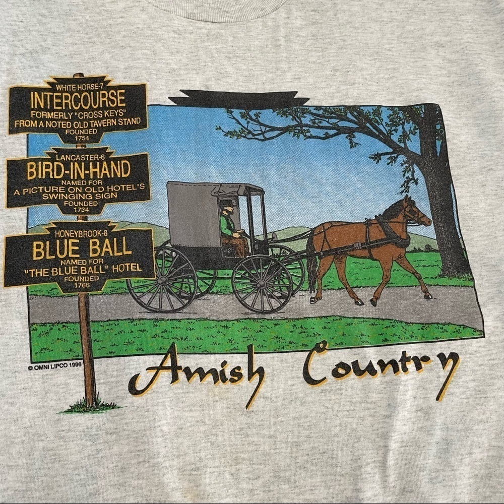Vintage light gray Amish Country shirt large